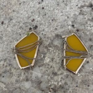 Kendra Scott Yellow and Silver Chain Earrings
